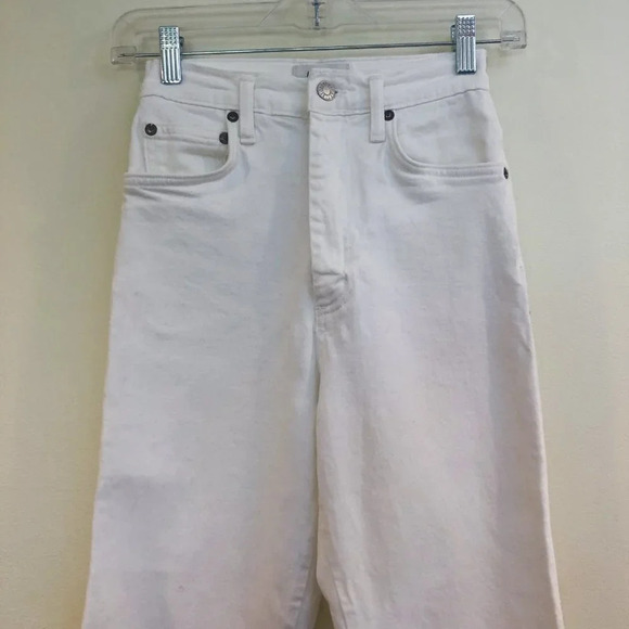AGOLDE Pinch Waist High Rise White Straight Leg Denim Jeans Women's 23 ALTERED - Picture 4 of 10